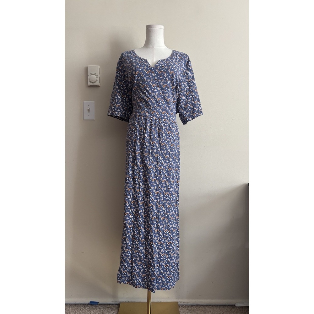 Ulla Popken 20 22 Dress Plus Size XXL 2X Fall Floral Blue Orange Pockets Cotton